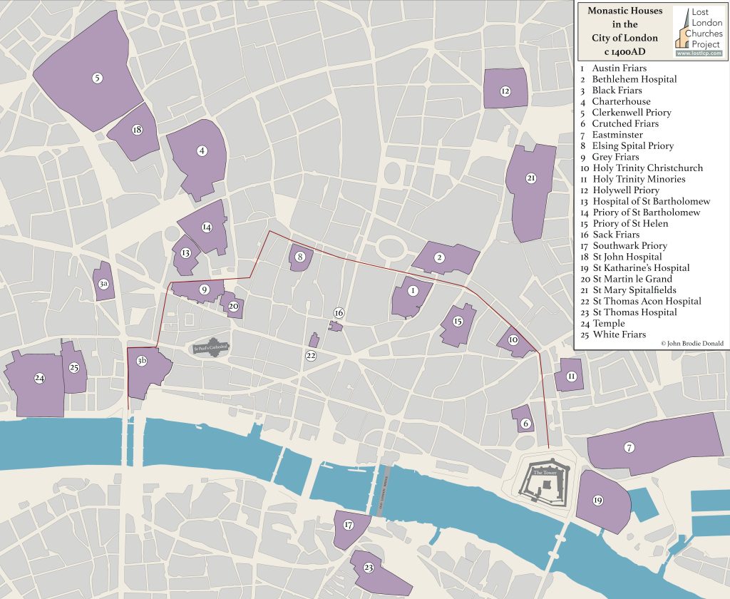 Monastic Houses in the City of London in the Middle Ages