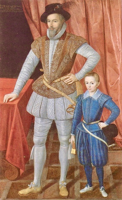 Raleigh and son Walter, 1602