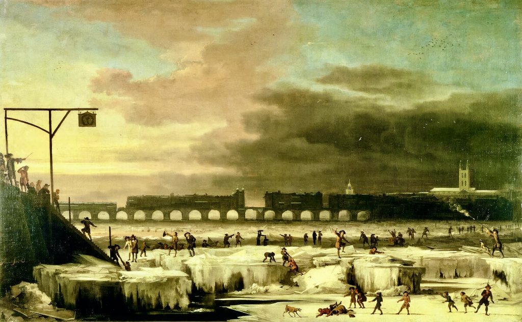 The Frozen Thames 1677, by Abraham Hondius