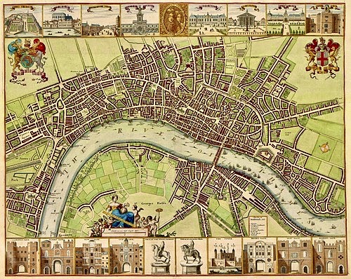 Map of London c.1650, after Wenceslaus Hollar