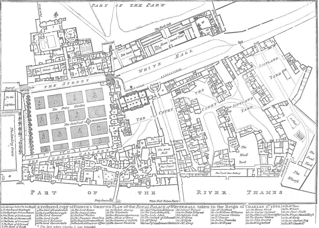 Plan of Whitehall Palace, 1680