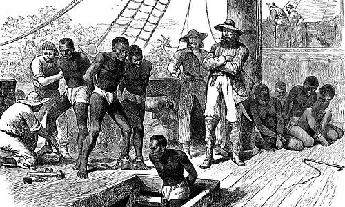 African slaves taken aboard a slave ship