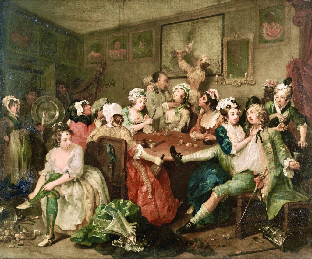 A Rake's Progress, plate 3, by William Hogarth, 1735