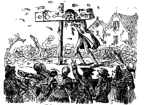 Eighteenth-century illustration of perjurer John Waller, who was killed while being pilloried in London in 1732