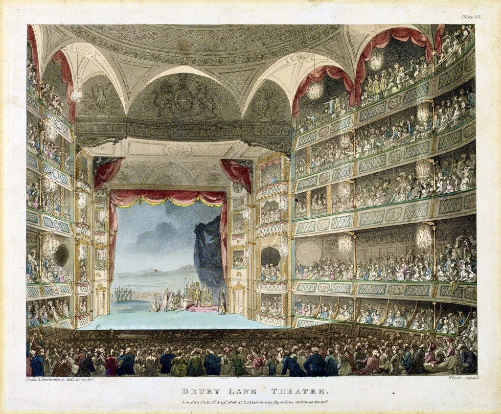 Interior of the Drury Lane Theatre by Pugin and Rowlandson, 1808